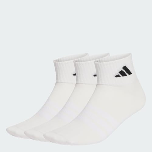 adidas Unisex Thin&Light Sportswear Ankle Socks 3 Pair Pack, white/white/black, 34-36