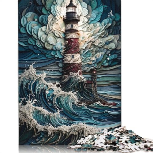Leuchtturm im Sturm, 1000-teiliges Puzzle für Erwachsene, anspruchsvolle und knifflige Puzzles für Erwachsene und Kinder, 1000 Teile (75 x 50 cm)