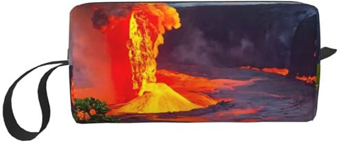 LNNIUK Kilauea Kulturbeutel, Motiv: Vulkane, Reise-Kosmetiktasche, Kosmetiktasche mit Reißverschluss