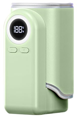 EHJRE Portable Milk Warmer for Bottles with Digital Display for Daily Use and Travel, Green