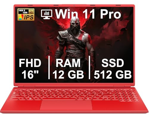 Gaming Laptop 16 Zoll Win 11 Notebook 12+512GB SSD Unterstützung 1TB