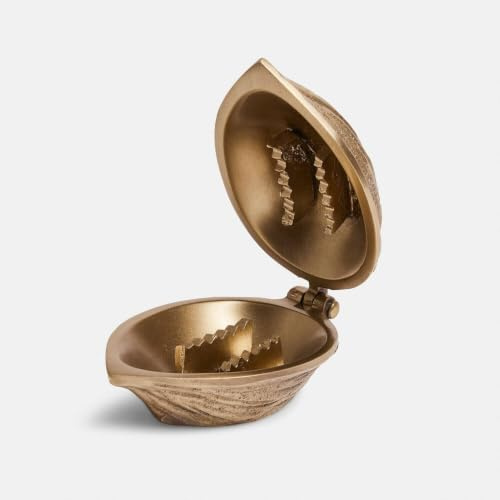 Loberon Swansea Schiaccianoci - Robusti dentini Interni - Elegante Struttura in Ottone a Forma di Noce, Ottone Antico