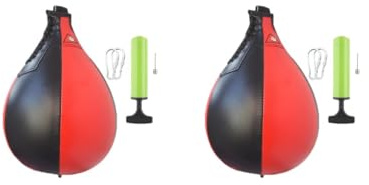 2 set Boxing Speed Bag Hanging Punch Bag Speedball Fitness Fighting Black Red 18x25 cm