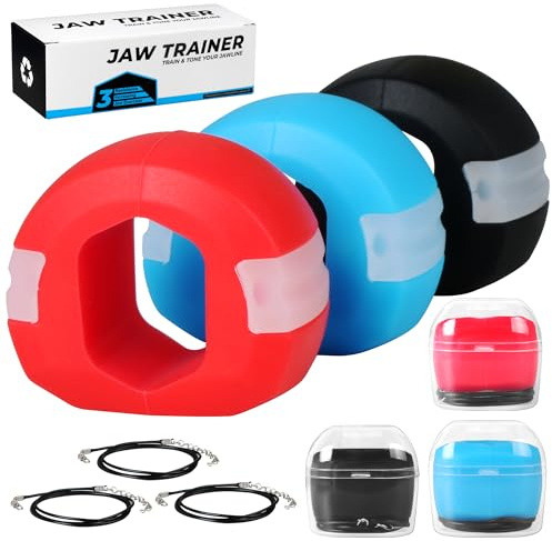Jawline Trainer, Kiefer Trainer Set, BAP-Freies Silikon Jaw Trainer, Doppelkinn Entferner,Jawline Toner für effektives Kiefertraining & Muskelaufbau – Fitness & Sport Geschenke für Männer & Frauen