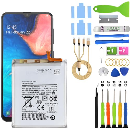 Batterie Akku für Samsung A20/A30/A30s/A50/A50s EB-BA505ABU | 4000mAh Werkzeugsatz tragen，Batterie ersetzen，Lithium-Polymer，für Modelle:A205F A305F A307F A505F A507F