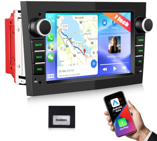 CAMECHO Wireless CarPlay Autoradio 7 Pulgadas para Opel Astra Corsa Vivaro Meriva Zafira, Radio Bluetooth con Android Auto, FM/Am/RDS, SWC, EQ y MirrorLink