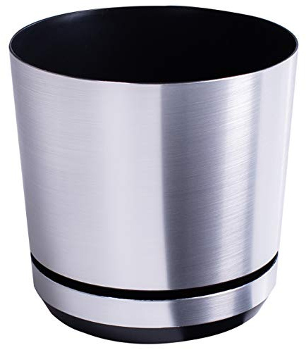 KERD Blumentopf 21 cm, Aluminium (024), dekorativ, hochwertig, aus recyceltem Material, mit Drainagesystem, mit Untersetzer, handbeklebt, metallisch, matt, Minimalismus,industriell, modernes Interieur
