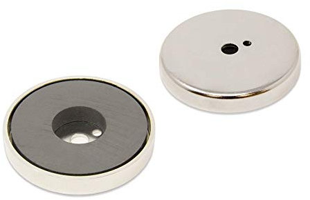 Ferrite Pot Magnet for Arts, Crafts, Model Making, DIY, Hobbies, Office, and Home - 66mm dia x 10mm thick x 8mm hole - 39kg Pull