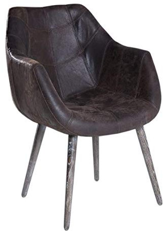 2x Armlehnenstuhl Stuhl Leder Braun mit Holzbeinen Esszimmerstuhl Echtleder Esszimmersessel Designstuhl Loungesessel Sessel Retro Look