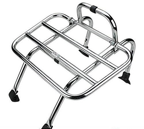 PORTAPACCHI PORTA PACCHI ANTERIORE CROMATO CON RIBALTINA PER VESPA PX PE LML E ADATTABILE ANCHE A VESPA 50 SPECIAL 125 PRIMAVERA ET3 PK