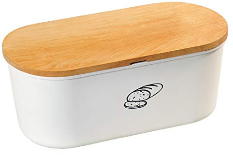Kesper | Brotbox, Material: Kunststoff, Buchenholz, Maße: 33,5 x 18 /Höhe: 14 cm, Farbe: Weiß, Braun | 85090