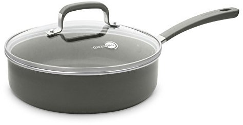 GreenPan CW002267-002 Melbourne 100% ToxinFree Healthy Ceramic Nonstick Metal Utensil/Induction/Dishwasher/OvenSafe Sauté Pan with Lid - 24cm - Black