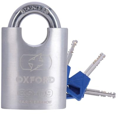 Oxford CS-09 Marine Proof Cadenas en Acier Inoxydable – 5 Ans de Garantie – Argent, 50 mm