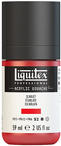 Liquitex 2059905 Professional Acryl Gouache - Scharlachrot, 59ml Flasche, matt - Acrylfarbe mit Gouache Eigenschaften, Hochdeckend, Wasserfest & Lichtecht