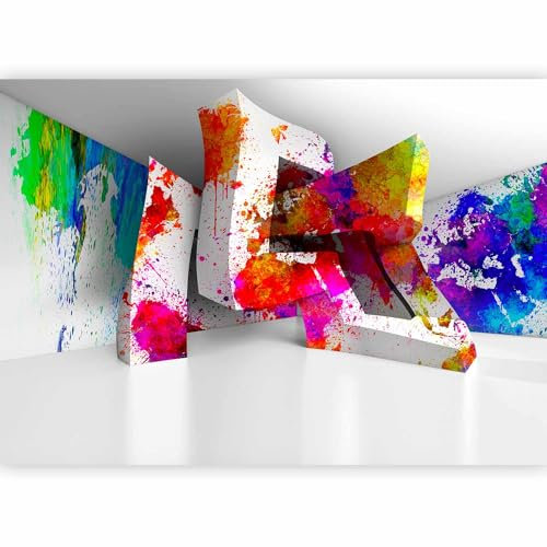 murando - Papier Peint Panoramique Adhésif Abstrait 98x70 cm - Murale Autocollante Décoration - Bleu gris jaune rouge - Abstraction figures géométriques géométrique coloré a-C-0099-a-a