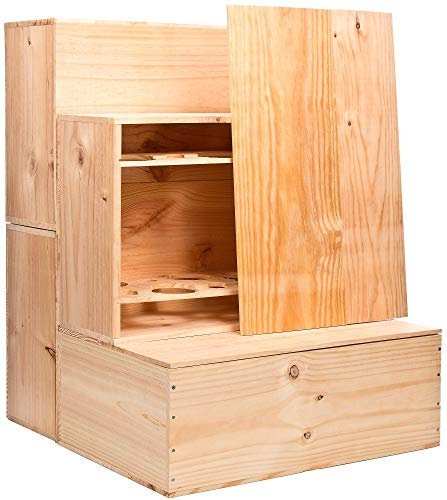 Mabouteille – Wooden Nail Crate Capacity 12 Bottles of Bordeaux, Burgundy or Champagne 75 cl – Pack of 4