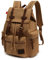 koolehaoda Vintage Canvas Lederrucksack Unisex Casual College Bag Wandertasche 17-Zoll-Laptop Business Rucksack Canvas Rucksack (L- Khaki)