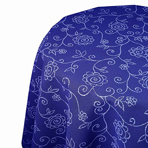 Miami Gartentischdecke Tischdecke Meterware Outdoortischdecke Campingtischdecke Mediterran Blau Rund 80 cm Outdoor Camping