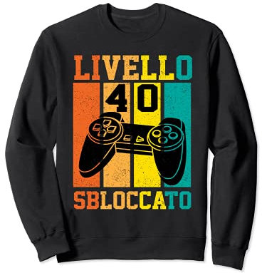 Regalo Gadget Compleanno Gamer Controller Game Play 40 anni Felpa