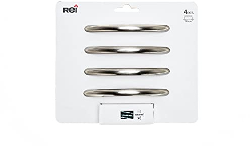 BLISTER CON 4 TIRADORES DE MUEBLE TIPO ASA FABRICADO EN ZAMAK ACABADO NÍQUEL SATINADO MOD.153 ENTREPUNTOS 96mm REI