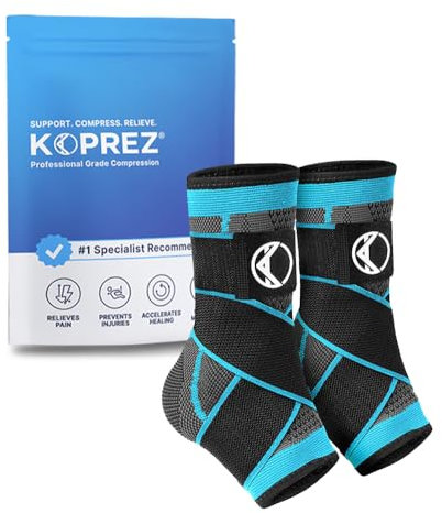 Koprez Ankle Compression Sleeve | Ankle Brace For Plantar Fasciitis, Sprains, Achilles Tendinitis, Tendonitis, Running | Ankle Wrap Support For Men & Women