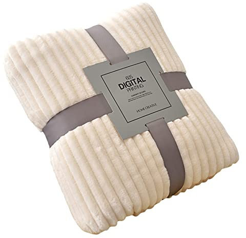 Colorful Flanell-Decke Flauschige Kuscheldecke - 100x70cm - hochwertige Wohndecke, Super weiche Leicht Hugging Blanket als Sofaüberwurf, Tagesdecke Wohnzimmer (Beige)