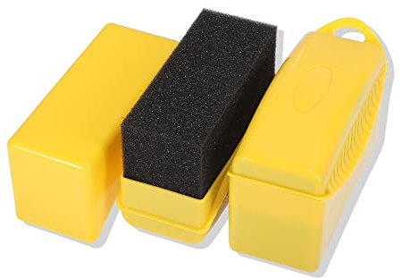 X AUTOHAUX 2 Almohadillas aplicadoras de apósito para neumáticos de Coche con Tapa, Color Amarillo