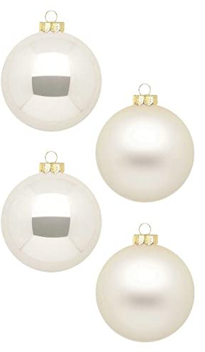 INGE-Glas Magic Weihnachtskugeln 12 STK 8cm | Schöne Christbaumkugeln aus Glas | Große Kugeln in Karton-Box | Christbaumschmuck Weihnachtsbaumschmuck Weihnachtsbaumkugeln (Champagne | Beige)