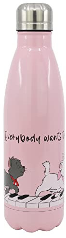 Bouteille en Acier Inoxydable Réutilisable - 7.8E+2 ml - Stor - Disney - Marie - Bouteille d'Eau - Moderne - Rose - Cylindrique - Lavable en Machine