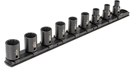 TEKTON 3/8 Inch Drive 12-Point Impact Socket Set, 9-Piece (5/16-3/4 in.) - Rails | SID91108