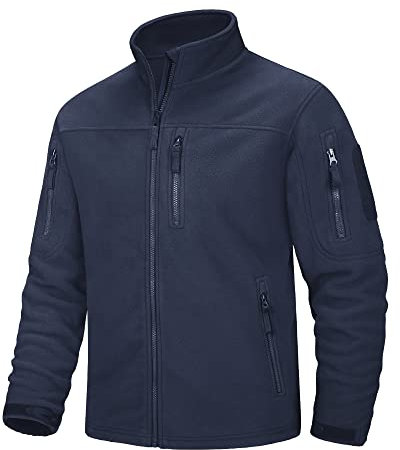 MAGCOMSEN Herren Übergangsjacke Military Tactical Winterjacke mit Voll Zip Hiking Jagd Windbreaker Herren Winddicht Taktische Jacken Vielen Taschen Airsoft Bekleidung Dunkelblau XL
