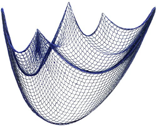 SeaHug Fischnetz, nautische Dekoration, Baumwolle, Wanddekoration, Party-Dekoration, für Ozean, Strand, Meer, mediterrane Pirat, Unterwasser, Meerjungfrau, Mottopartys, Blau (101,6 x 200,7 cm)