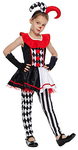 EraSpooky Mädchen Killerclown Kostüm Set Halloween Kinder böser Clown Kleid