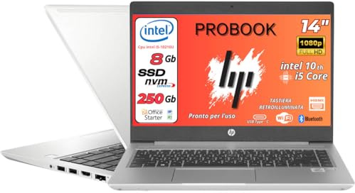 Probook 440 G7-14 Full HD - i5-10210U Quad Core - 8GB RAM - 256 SSD - Windows 11 Pro (Ricondizionato)