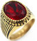 Whoiy Verlobungsring Rubin, Verlobungsring Edelstahl Ovale Form Vintage Goldring mit Zirkonia 20mm Größe 57 (18.1) Zum Valentinstag Jahrestag
