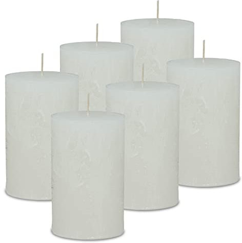 DecoLite: 6 x Stumpenkerzen 110/70 mm Safe Candle Selbstverlöschend. Brenndauer ca. 51 Stunden - 100% made in Germany von Wenzel Kerzen - RAL Zertifiziert (Wollweiß)