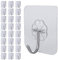 Relazoom Self Adhesive Hooks - 24 Packs of Stick On/Extra Strong Sticky Hooks - Sticky Wall Hook for Hanging Coat, Towel, Picture, Keys & More