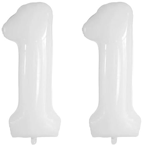 Vthoviwa 40 Zoll/18 Farbens Luftballon Zahlen 11 Weiß, Luftballon 11. Geburtstag Foil Ballon, 0123456789,10-19,20-25,30,40,50,60,70,80,90, Folienballon 11 Party Dekoration Helium Unterstützen