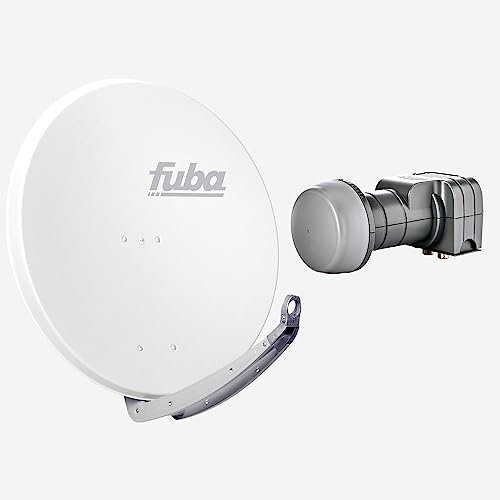 Fuba Sat Anlage 2 Teilnehmer | Satellitenschüssel Komplettset - DAA 850 W Sat-Schüssel 85cm Alu weiß + Fuba DEK 217 Twin LNB 2 Teilnehmer (DVB-S2, HDTV, UHD 4K/8K, 3D) mit LTE-Störfilter