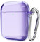 Svanove Clear Hard Plastic AirPods Case for 1st/2nd Generation - Transparent Simple Cute Cover With Keychain, Girly Y2k Aesthetic Trendy Accessories for Women Girl, Purple Lavender