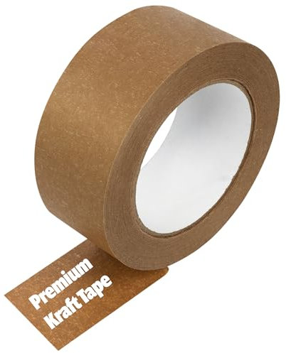 Wild Polar Premium Brown Kraft Framers Tape - 48mm x 50m - Self Adhesive Picture Framing Masking Backing Packaging Paper Tape - For Moving House and Parcel Packing