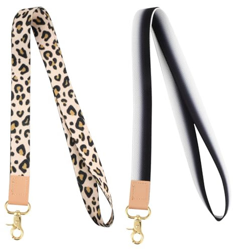 Cozlly Schlüsselband Lanyard 2 Stück, Lanyard Umhängeband,Halsriemen Schlüsselbund für Schlüssel, Leopardenmuster Lanyard Für Schlüssel,Universal Umhängeband Schlüssel, Schlüsselband Umhängeband Lang