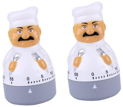 Zerodeko 2pièces Minuteur Mécanique De Cuisine Forme De Chef Outil De Gestion du Pratique Et pour Cuisson Design Amusant Et Adorable