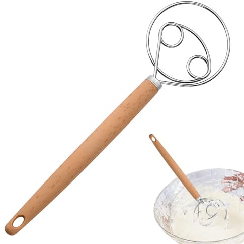 LuLiyLdJ Fouet Cuisine Professionnel, Fouet à pâte Danois, mélangeur de pâte de Cuisine, 304 Fouet Manuel en Acier Inoxydable pour pâte, Fouet à pâte Professionnel, 1 pièce