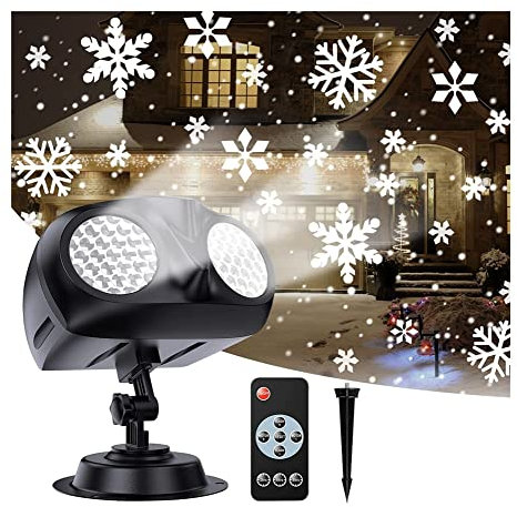 Projecteur de Noël à DEL étanche avec télécommande, projecteur de chute de neige rotatif pour Halloween, fête de Noël, jardin, vacances