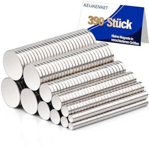 390 Stück Mini Magnete Stark,Klein Rund Magnete Neodym Magnete, 6 verschiedene Größen, Kleine starke Magnete, Runde Kleine Whiteboard Magnete für Magnettafel Handwerk Büro Kühlschrank