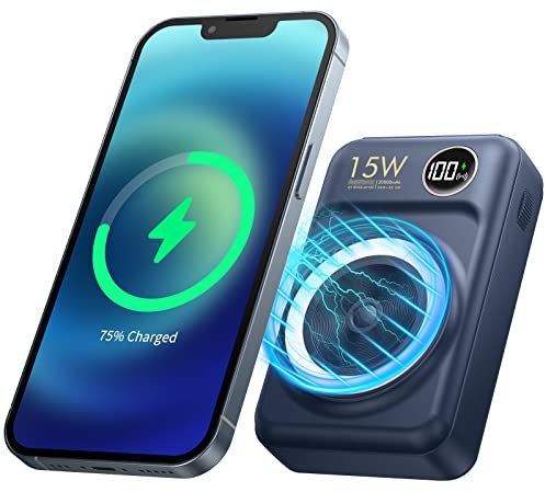 Wireless Power Bank 20000mAh Magnetische Kabellose Powerbank PD 20W USB-A/Type-C 22.5W Schnellladen mit LED Display, Externe Batterie für iPhone 12/13/14 Plus/Mini/Pro/Pro Max