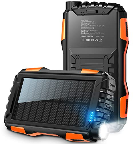 52800mAh Power Bank Solar Charger, 30W PD Fast Charging, 15W Wireless Charger, Battery Pack with 3 Built-in Cables, 7 Outputs, Flashlights, Portable Charger for Camping, Outdoor, Emergency
