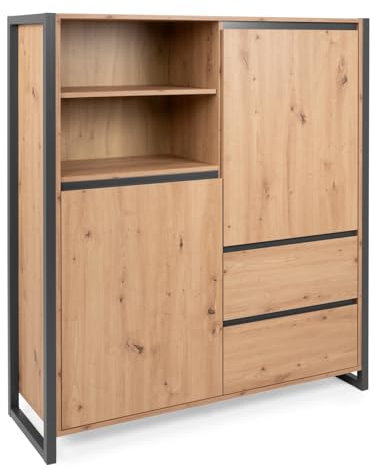 Furn.Design Highboard in Eiche Artisan und grau, Anrichte im Industrie Look, Kommode 120 x 140 cm Malta