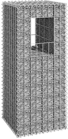 Sufrk Poteau de panier Gabion 40 x 40 x 100 cm en fer, Gabion mural en maille métallique galvanisée Panier en pierre de fer Panier d'extérieur en spirale pour pot de fleurs mur de soutènement